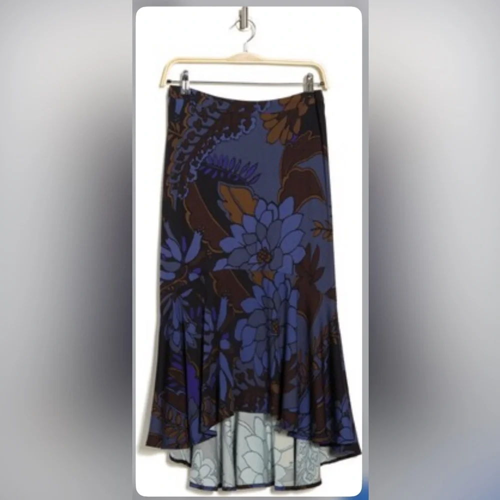 NWT T Tahari Floral High/Low Flounce Skirt Size M/M - Picture 3 of 5